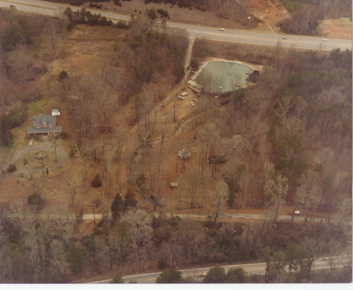 Aerial photograph of the Chick Springs property, c. 1978–1988